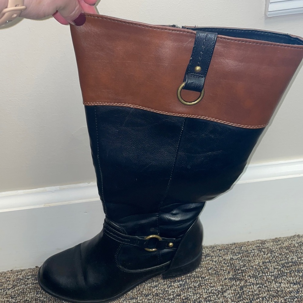 Black and Brown knee boots